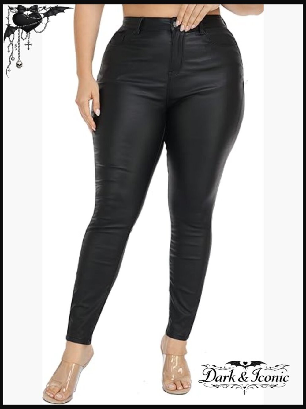 High Waisted Faux Leather Leggings with Zipper Pockets